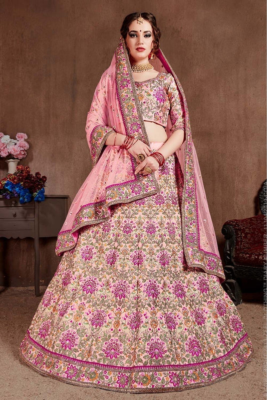 Pink Taffeta Silk Lehenga Choli NCLC10110329