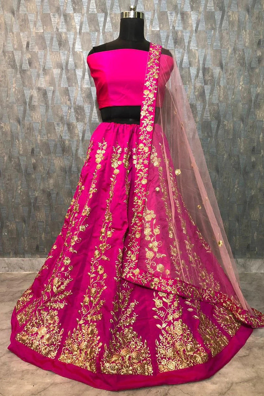 Pink Taffeta Silk Lehenga Choli NCLC10210101