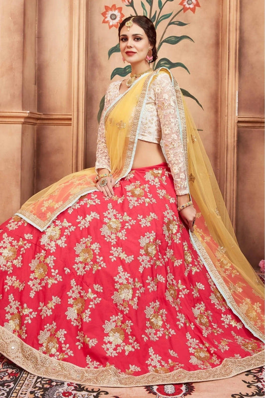 Pink Taffeta Silk Sequins Lehenga Choli NCLC10810531