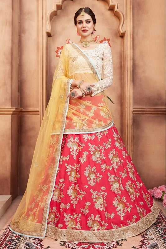 Pink Taffeta Silk Sequins Lehenga Choli NCLC10810531