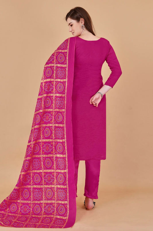 Pink Unstitched Banarasi Jacquard Straight Suit NCUS11610320