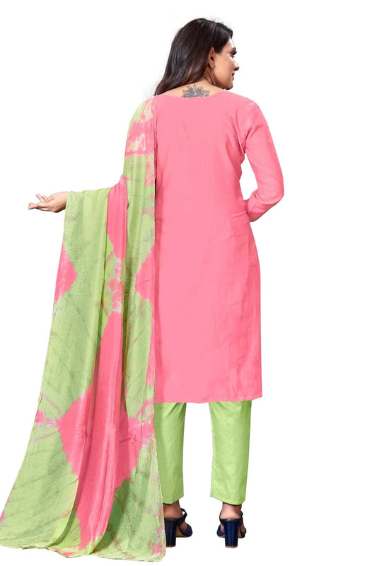 Pink Unstitched Cotton Straight Suit NCUS11610483