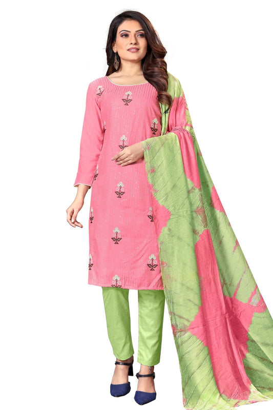 Pink Unstitched Cotton Straight Suit NCUS11610483