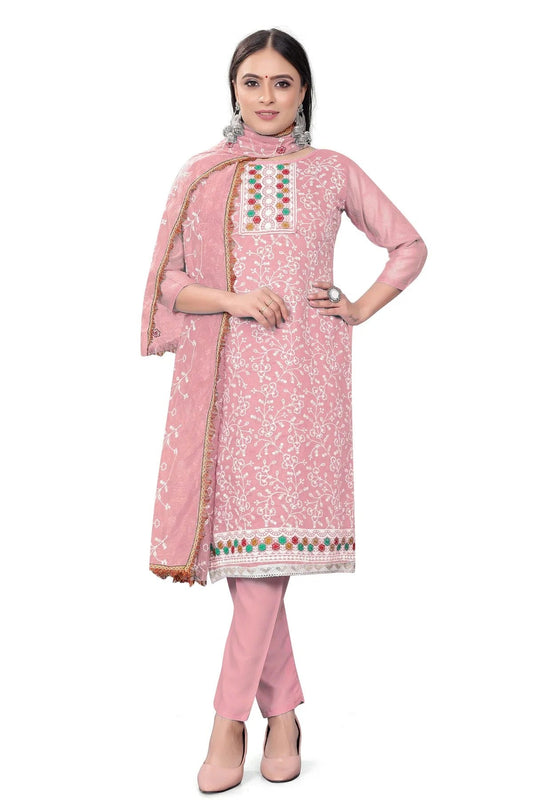 Pink Unstitched Modal Chanderi Straight Suit NCUS11610468