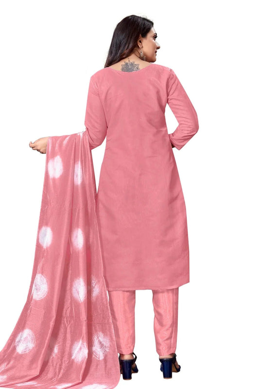 Pink Unstitched Modal Cotton Straight Suit NCUS11610495
