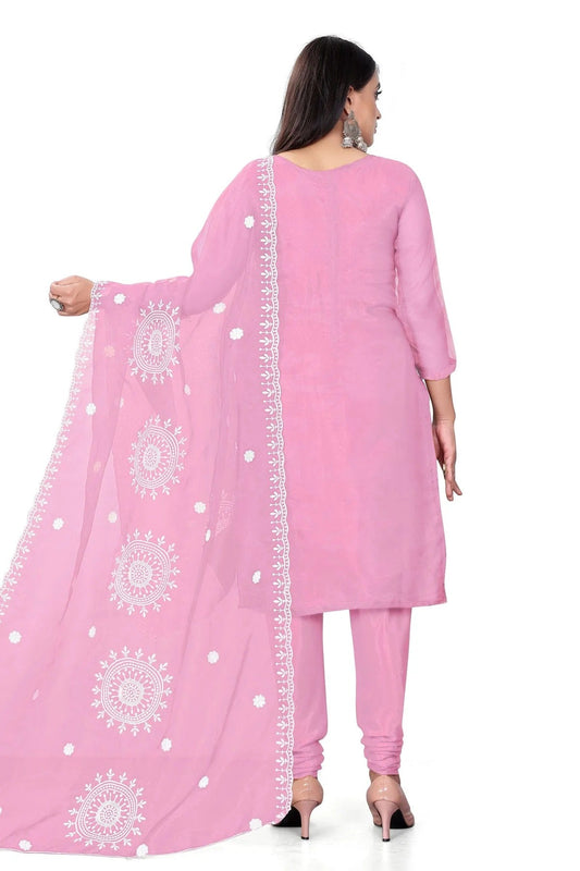 Pink Unstitched Organza Churidar Suit NCUS11610462