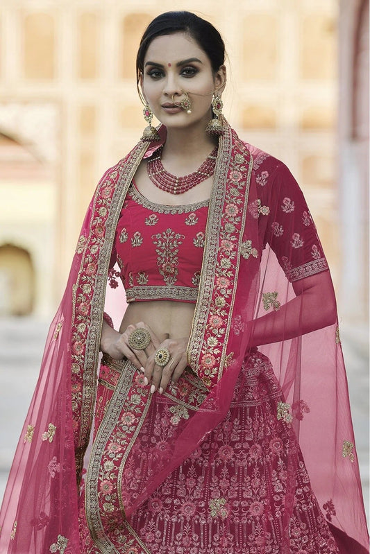 Pink Velvet Hand Lehenga Choli NCLC10810391