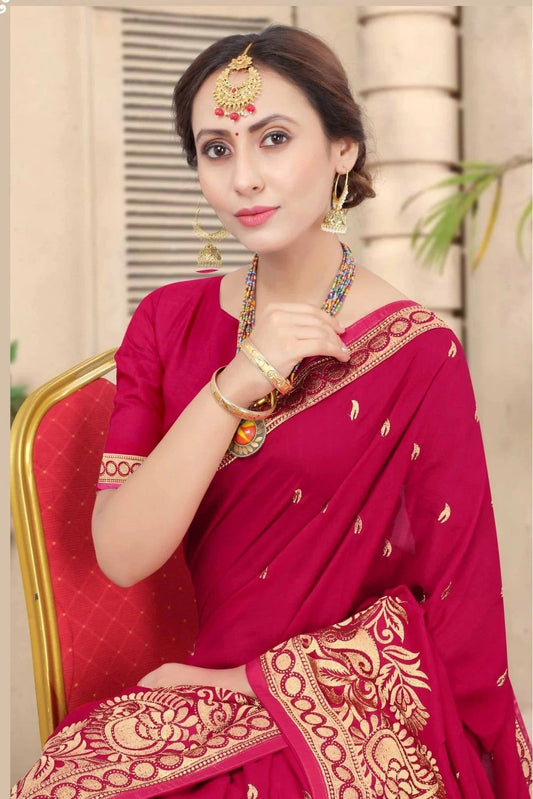 Pink Vichitra Silk Designer Saree NCSD11210731