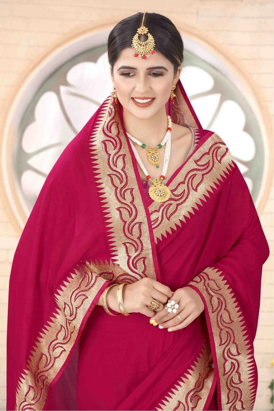 Pink Vichitra Silk Designer Saree NCSD11210773
