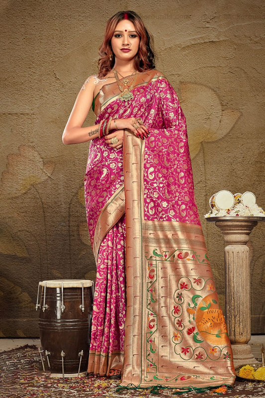 Pink Woven Paithani Silk Saree NCSD11010542