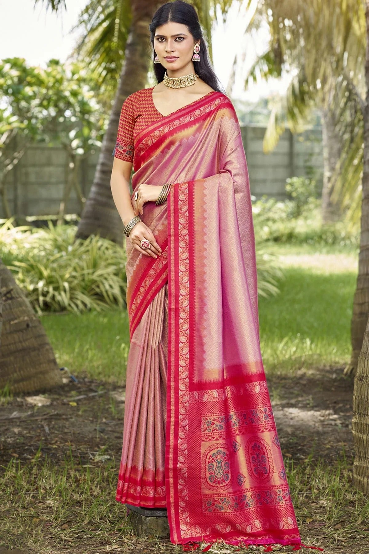 Pink Woven Silk Traditional Saree NCSD11010211