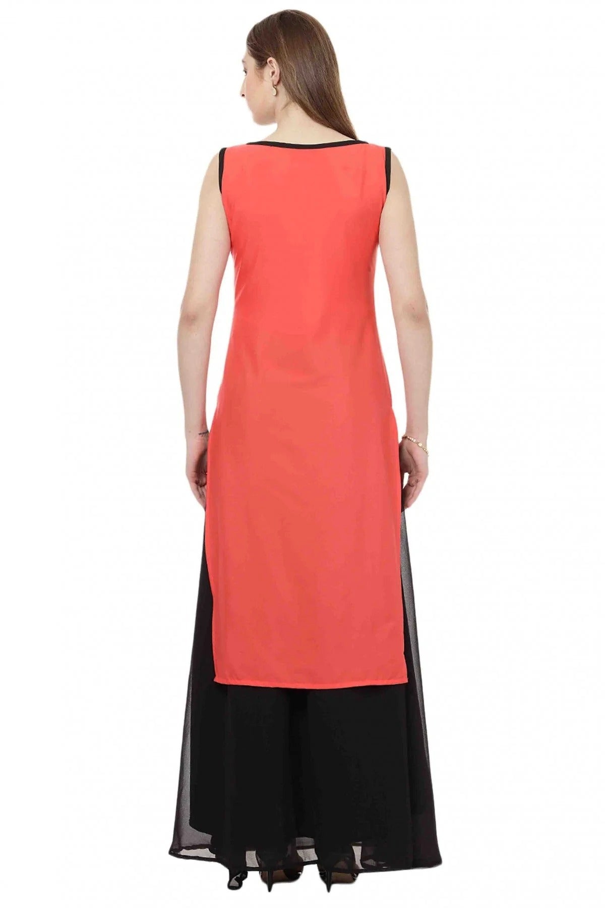 Pink and Orange Plus Size Crepe Straight Kurti NCKR10610176