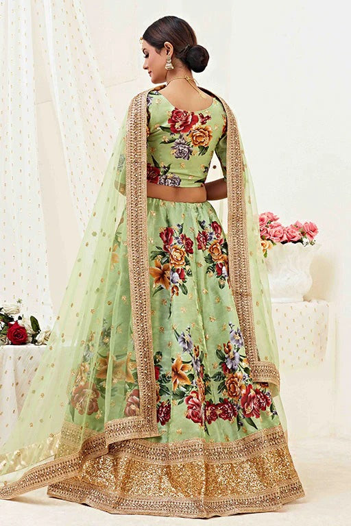 Pista Green Banglori Satin Designer Lehenga Choli NCLC12410134