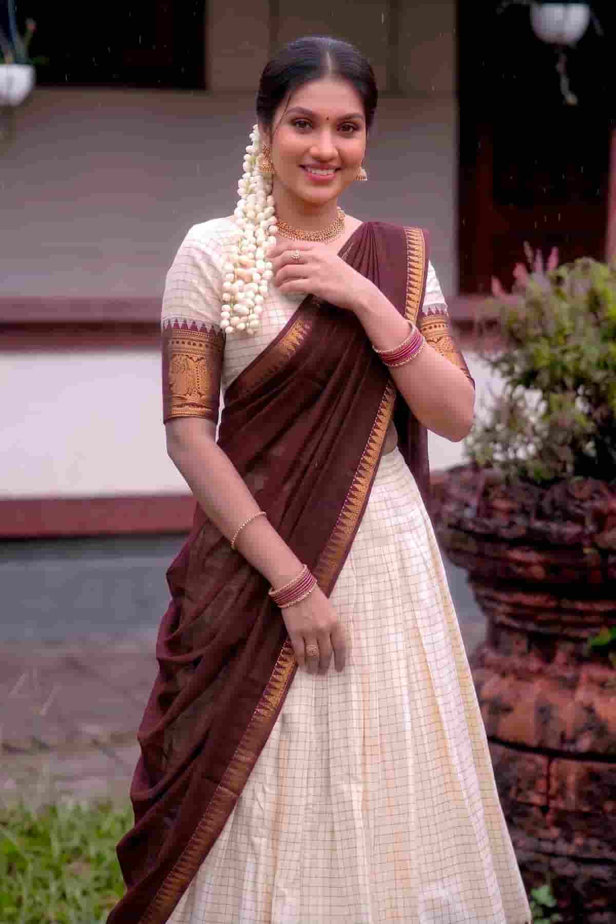 Poly Cotton Zari Woven Work Stitched Lehenga Choli In Brown Colour NCLD1300019