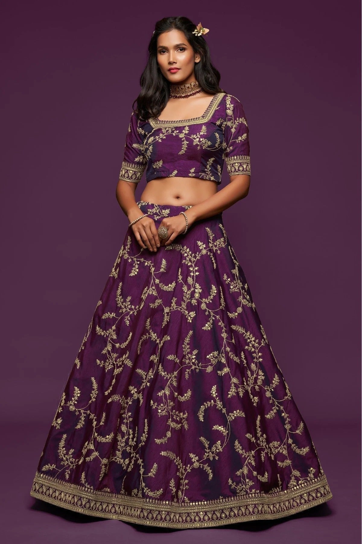 Purple Art Silk Lehenga Choli NCLC10110340
