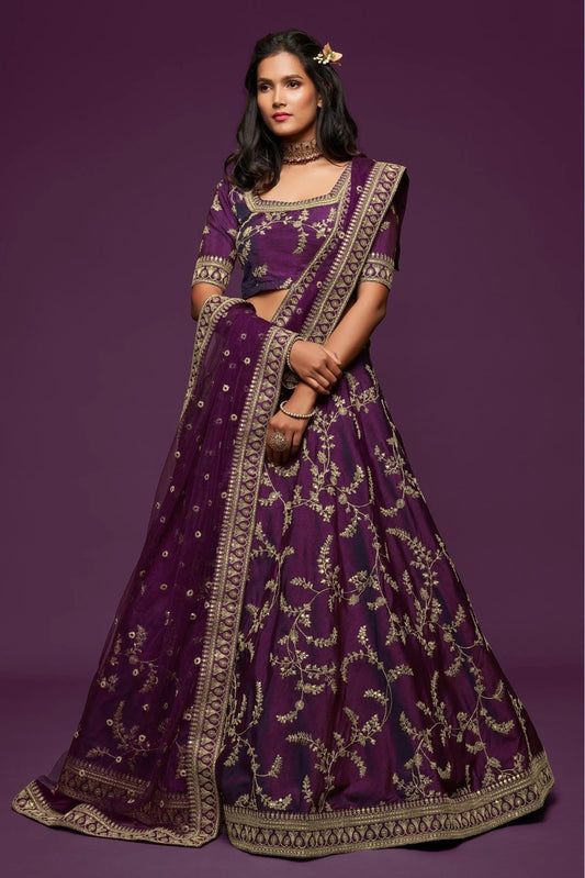 Purple Art Silk Lehenga Choli NCLC10110340
