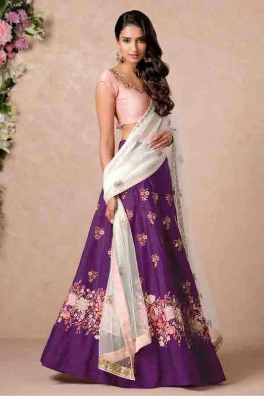 Purple Banglori Silk Lehenga Choli NCLC10110250