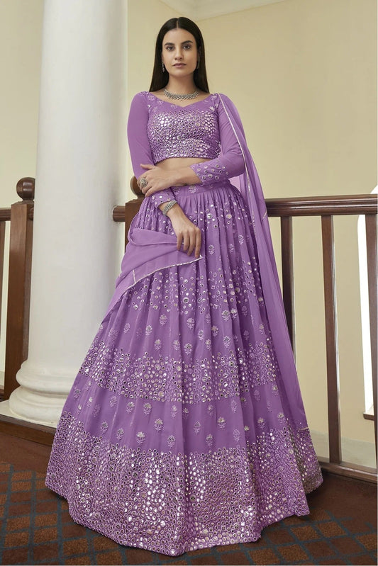 Purple Georgette Embroidery Lehenga Choli NCLC10810567