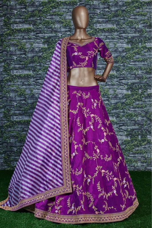 Purple Mulberry Silk Lehenga Choli NCLC10110290