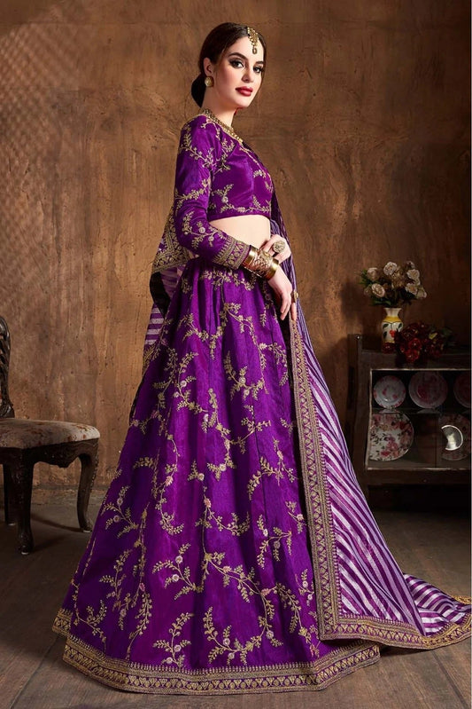 Purple Mulberry Silk Lehenga Choli NCLC10110309