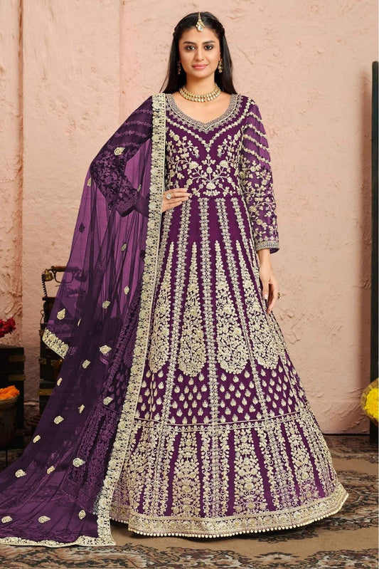 Purple Net Anarkali Suit NCSM10510334
