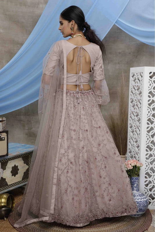 Purple Net Embroidery Lehenga Choli NCLC11510132