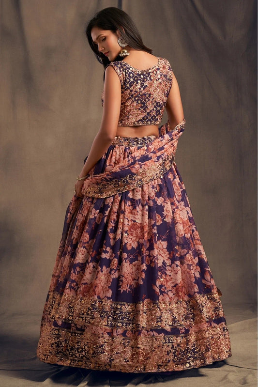 Purple Organza Lehenga Choli NCLC10110337