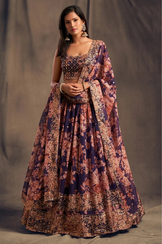 Purple Organza Lehenga Choli NCLC10110337