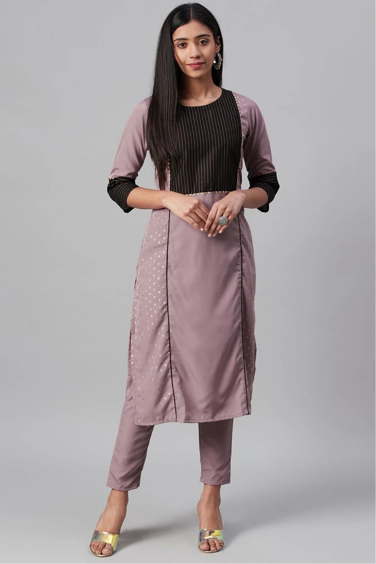 Purple Plus Size Crepe Party Wear Kurti NCKR10610126