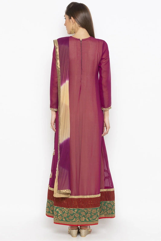 Purple Plus Size Stitched Georgette Embroidery Pant Style Suit NCSS10710593