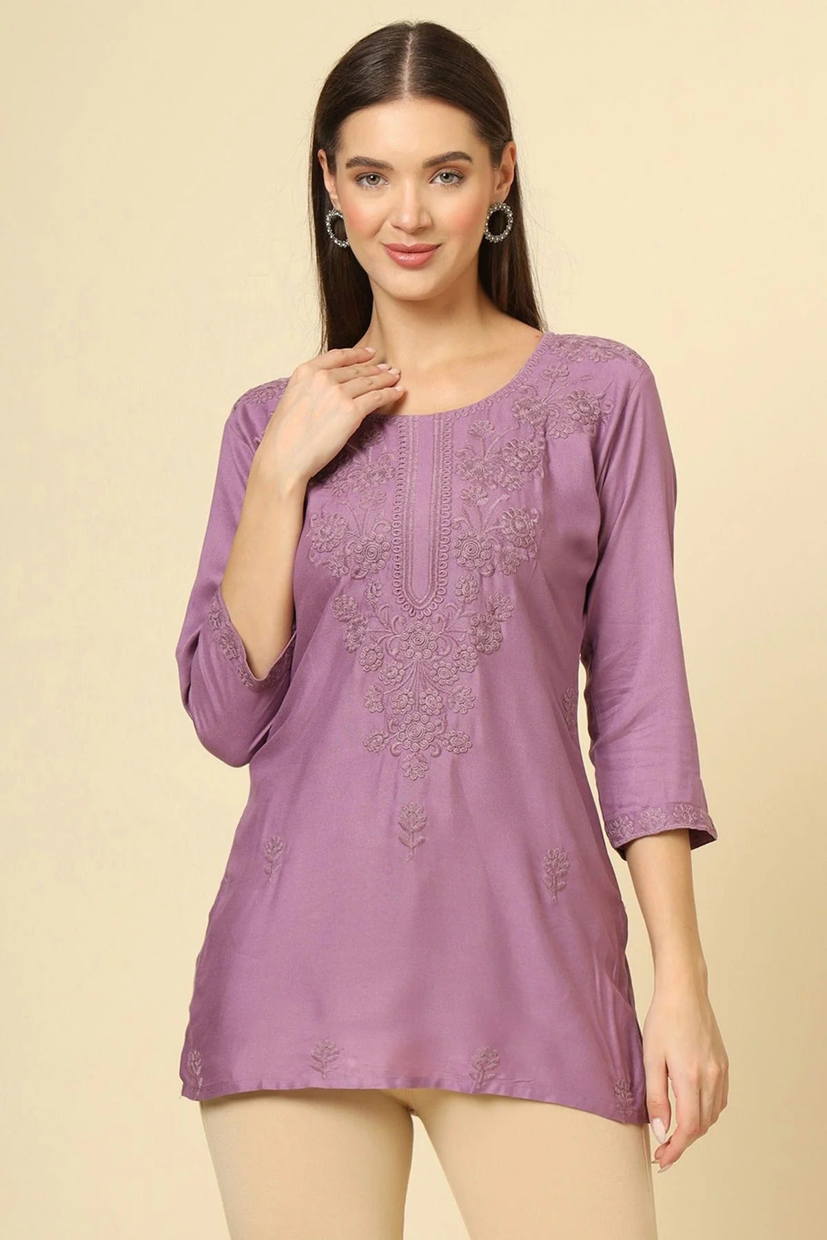 Purple Rayon Readymade Top NCTP11112246