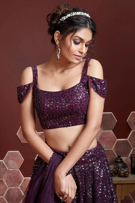 Purple Soft Net Designer Lehenga Choli NCLC10110380