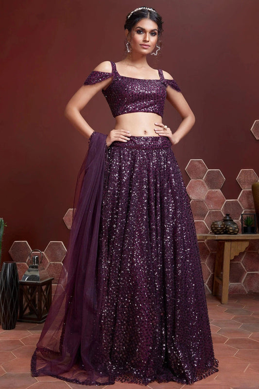 Purple Soft Net Designer Lehenga Choli NCLC10110380