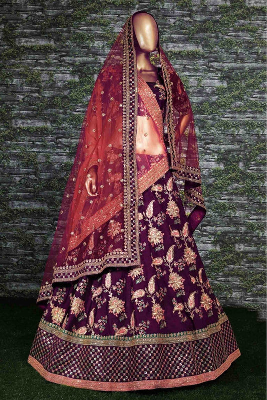 Purple Taffeta Silk Lehenga Choli NCLC10110265