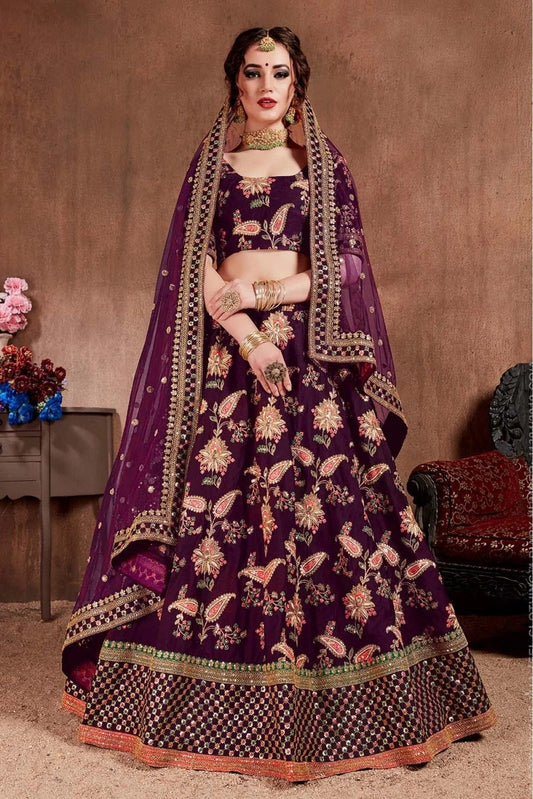 Purple Taffeta Silk Lehenga Choli NCLC10110328
