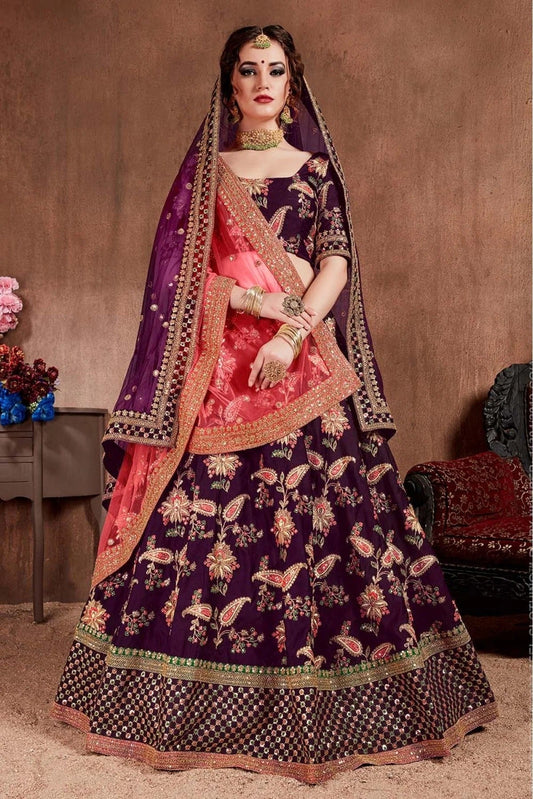 Purple Taffeta Silk Lehenga Choli NCLC10110328