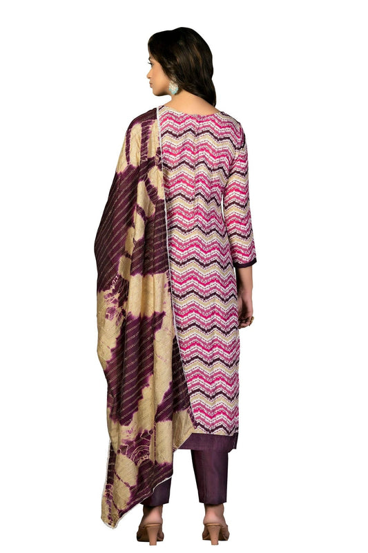 Purple Unstitched Cotton Straight Suit NCUS11610347