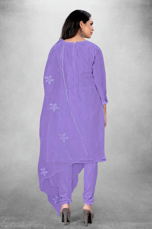 Purple Unstitched Organza Churidar Suit NCUS11610423