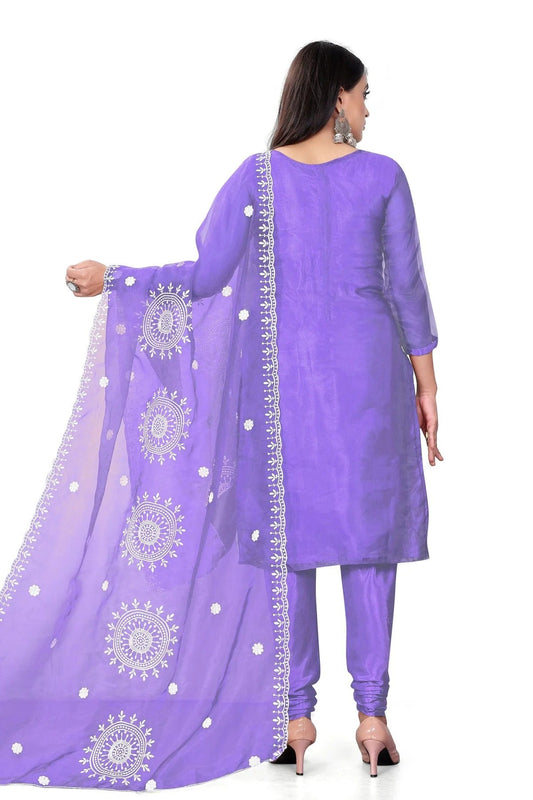 Purple Unstitched Organza Churidar Suit NCUS11610461