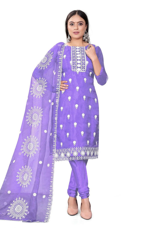 Purple Unstitched Organza Churidar Suit NCUS11610461