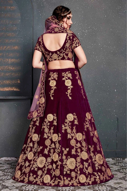 Purple Velvet Lehenga Choli NCLC10110271