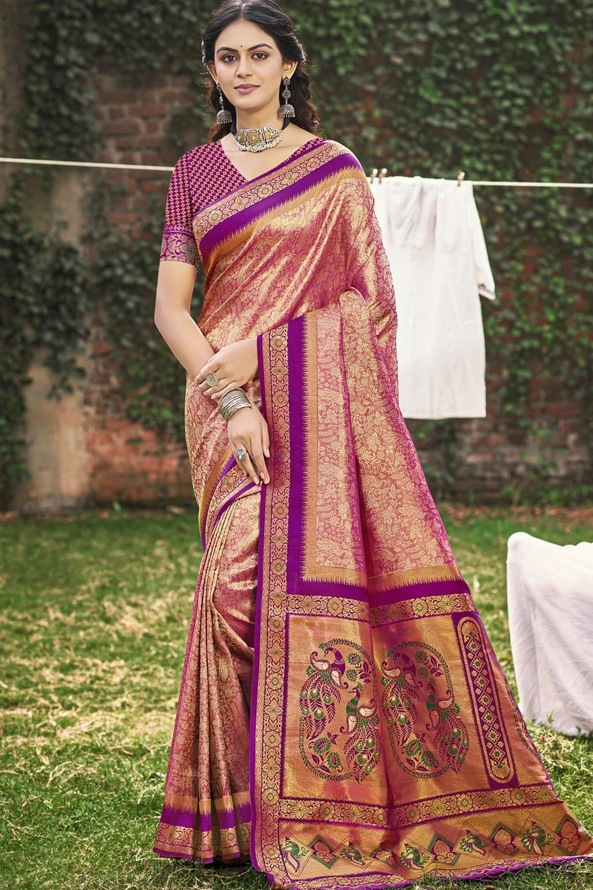 Purple Woven Banarasi Silk Traditional Saree NCSD11010184