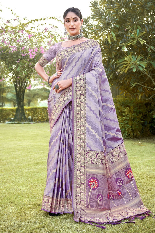 Purple Woven Silk Saree NCSD11010525