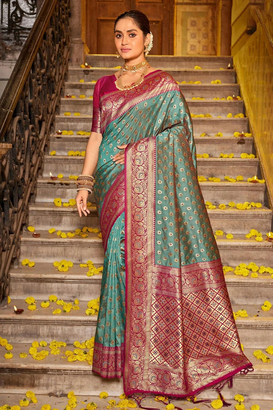 Rama Green Woven Banarasi Silk Saree NCSD11010535