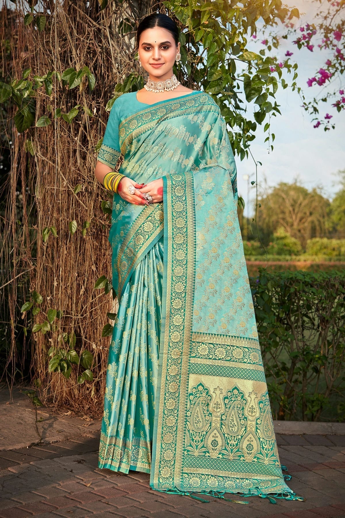 Rama Green Woven Stain Silk Saree NCSD11010508