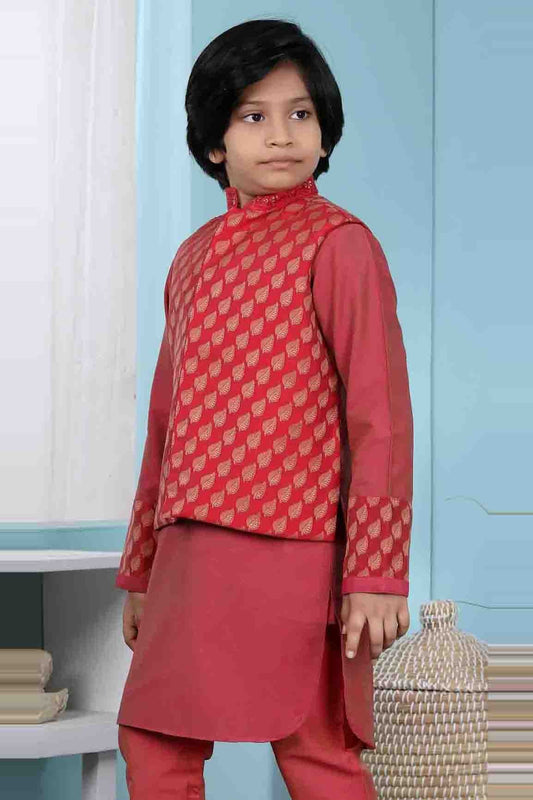 Red Chanderi Silk Jacket  NCBW10710729