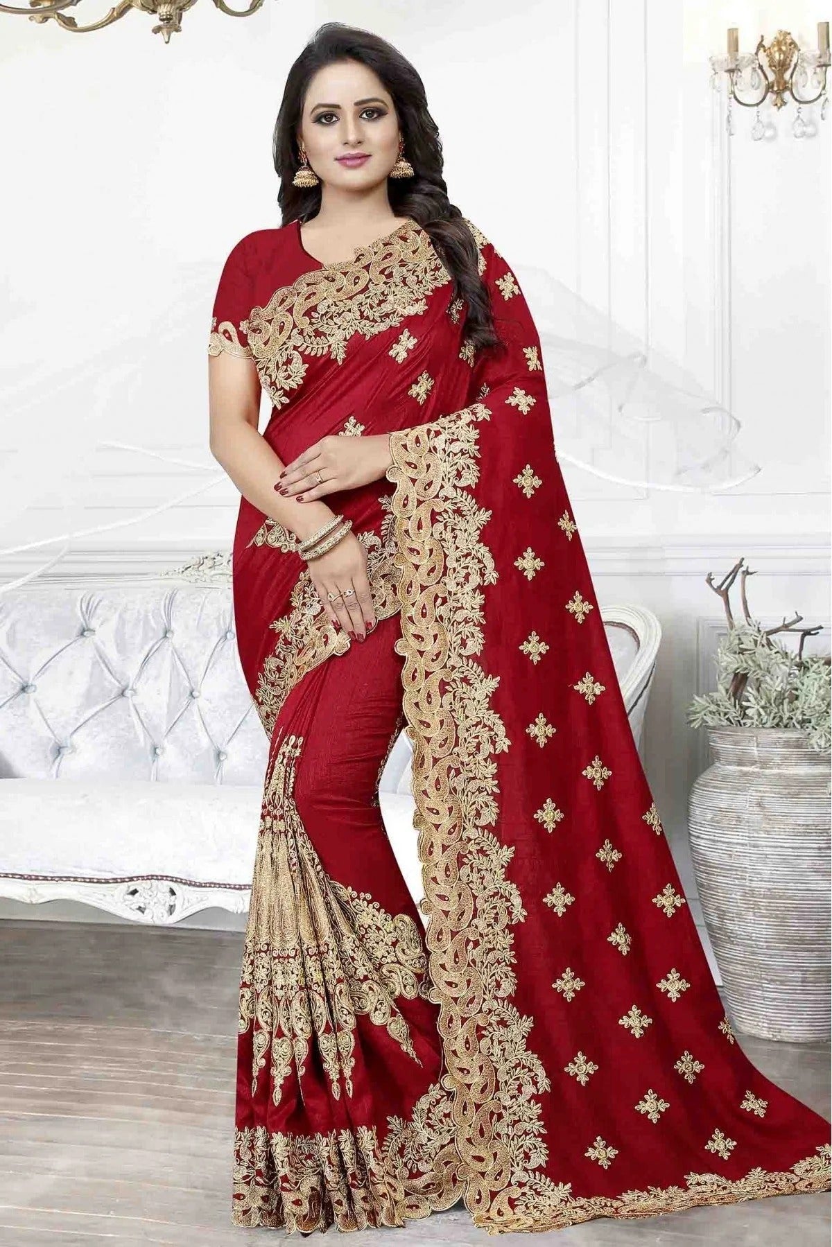 Red Cherry Silk Designer Saree NCSD11210634