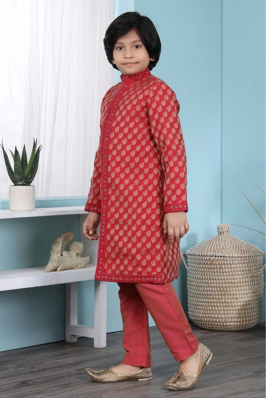 Red Cotton Silk Kurta Pajama NCBW10710671