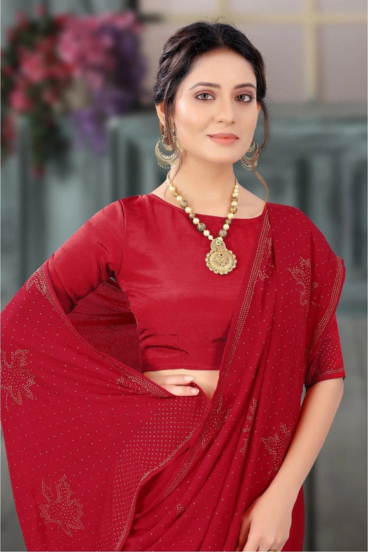 Red Crepe SwaroNCki Saree NCSD11210809