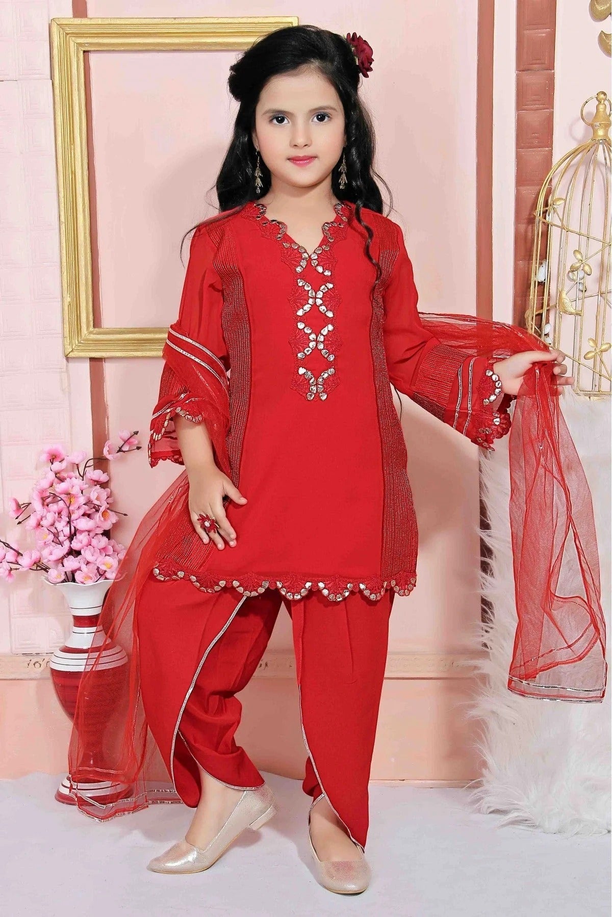 Red Faux Georgette Party Wear Patiala Suit NCGW10710807